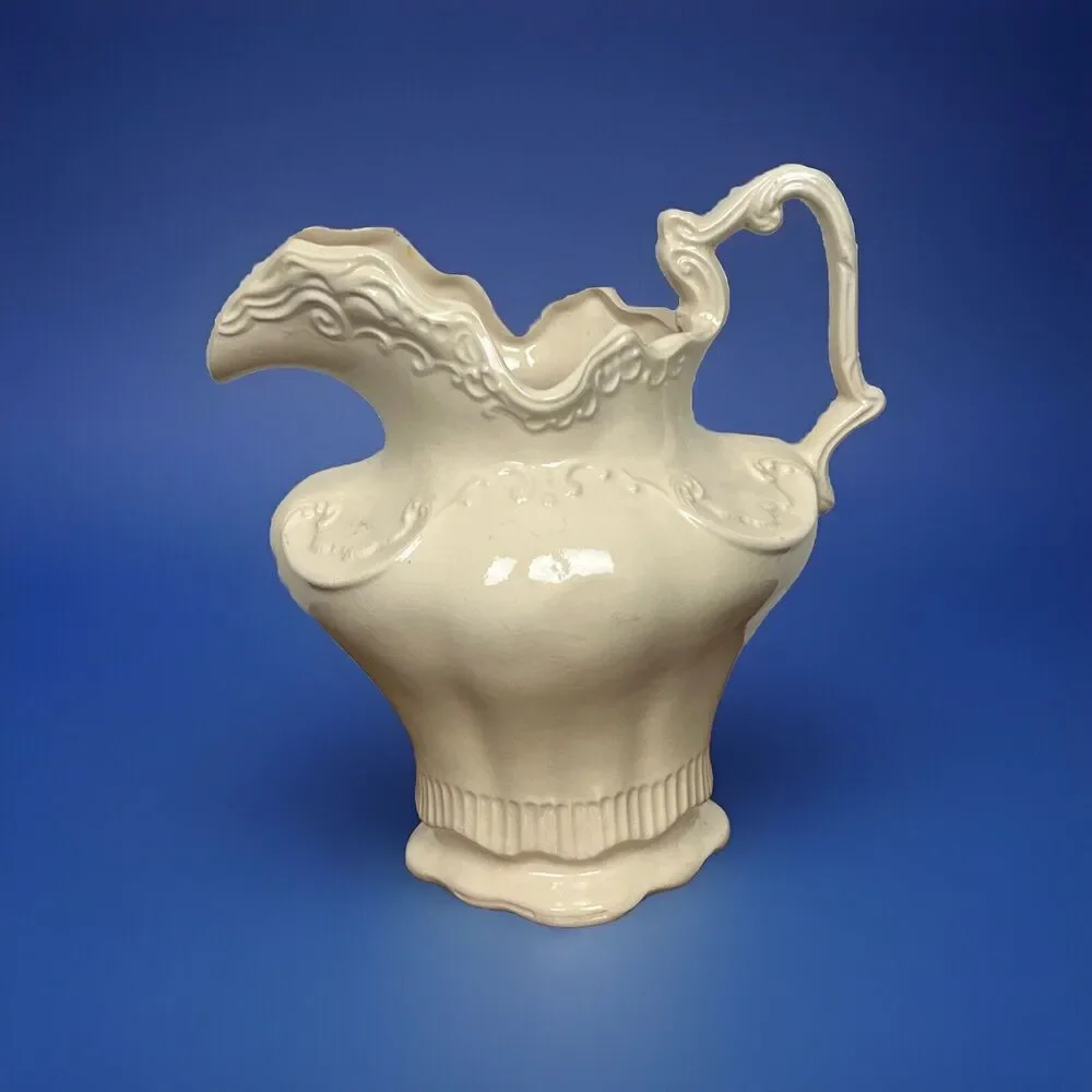 Vintage Arnels Ceramic Pitcher Ivory Glaze USA Victorian‎ Farmhouse Cottagecore
